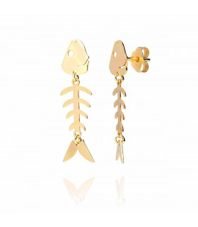 Fishbone gold earrings