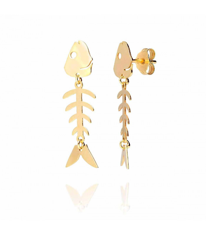 Fishbone gold earrings