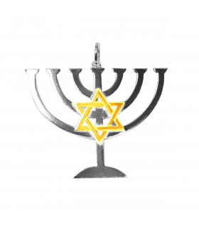 Menorah pendant in silver and gold