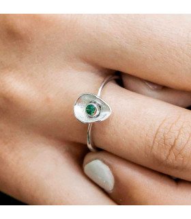 Anillo Lirio verde en plata