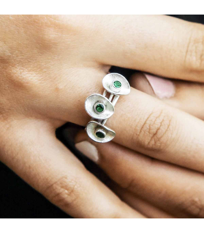 ❃ Triple lily ring in silver