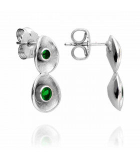 Green lily silver earring