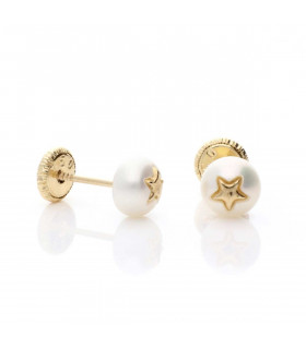 Pendientes de oro de bebe con estrella