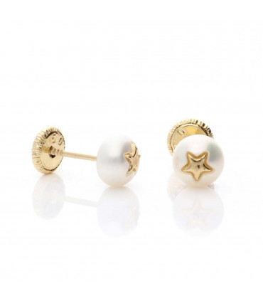 Gold Baby earrings with pearl and star ⭐ | Hago