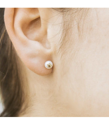 Gold Baby earrings with pearl and star ⭐ | Hago