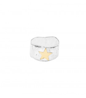 Gold star silver ring