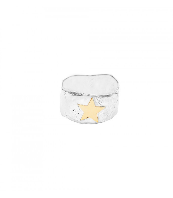 Gold star silver ring