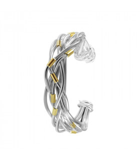 Cross knot bracelet with silver and gold threads