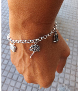 Pulsera de Málaga de plata con charms