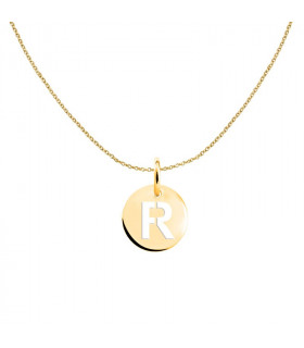 Gold pendant with initial medal