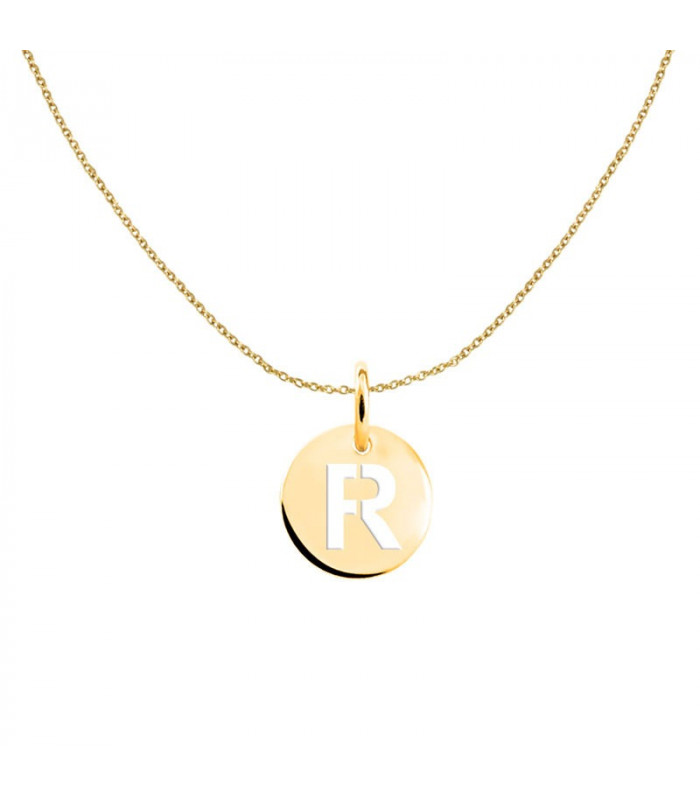 Gold pendant with initial medal