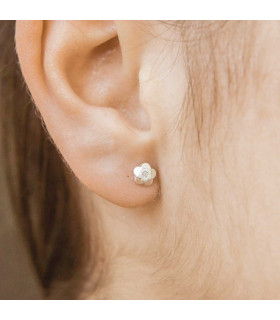 Pendientes flor en plata