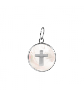 Mother of pearl cross pendant in silver