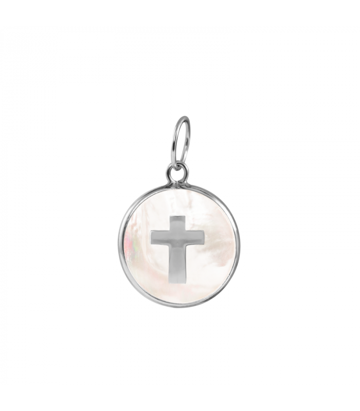 Mother of pearl cross pendant in silver