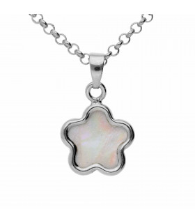 Silver nacre jasmine pendant