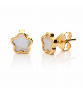 Gold Jasmine Earrings with Mother of Pearl