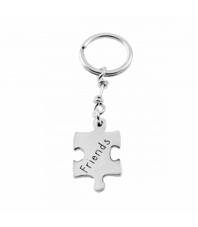 Personalized puzzle keychain in silver