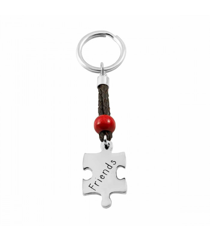 Personalized puzzle keychain in leather