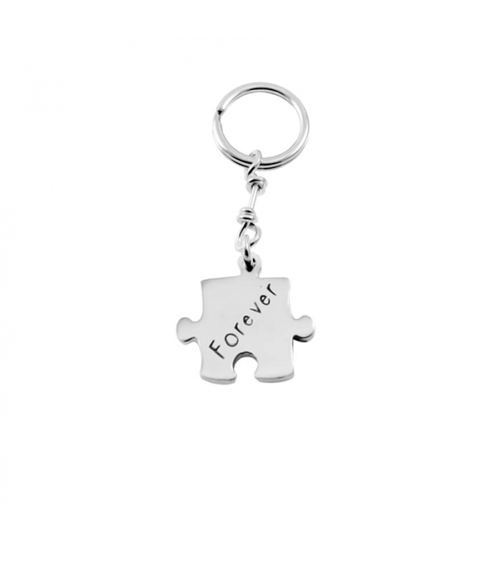 Personalized puzzle keychain in sterling silver