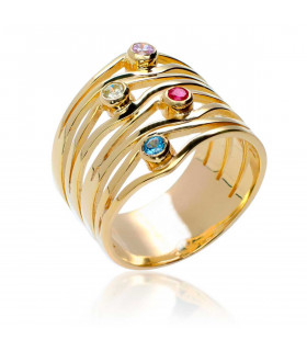 Anillo dorado plata multicolor