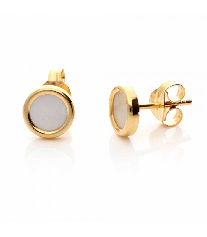 Golden mother of pearl circle earring