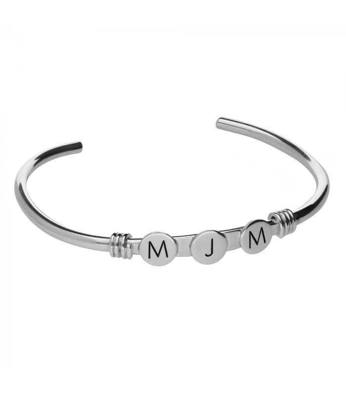 Pulsera tórculo de plata con iniciales