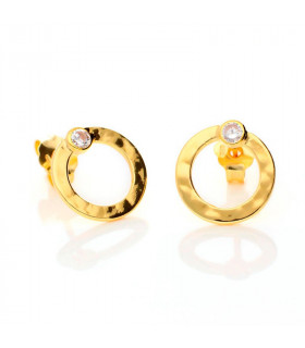 Golden hoop earrings with zirconia