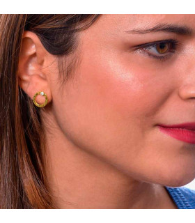 Silver hoops with gold-plated zirconia