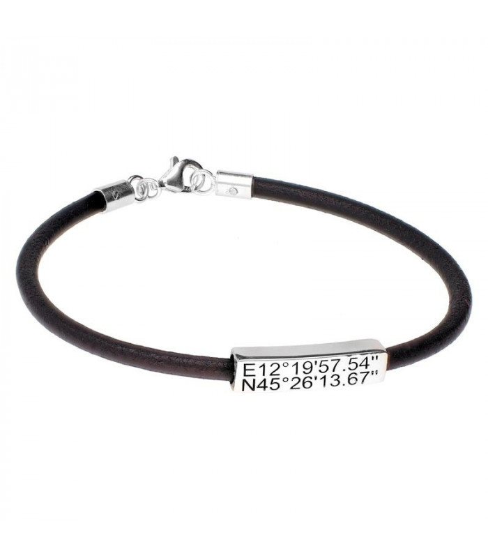 Personalized leather coordinate bracelet