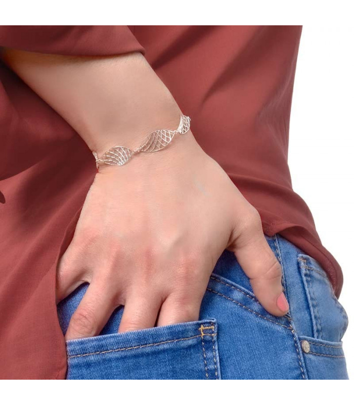 Pulsera mujer barata en plata con forma de rejilla