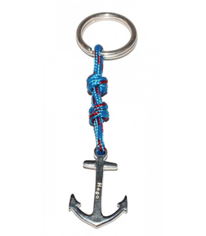 Silver anchor keychain with sailor knots | Hago