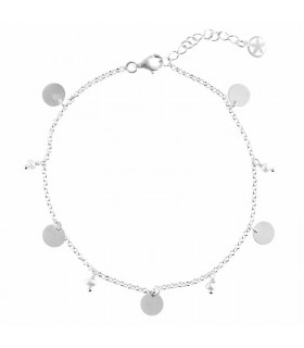 Anklet with pearls and medals in sterling silver