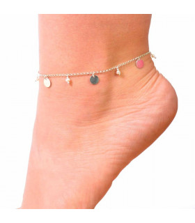 Summer anklet with pearls and medals hanging