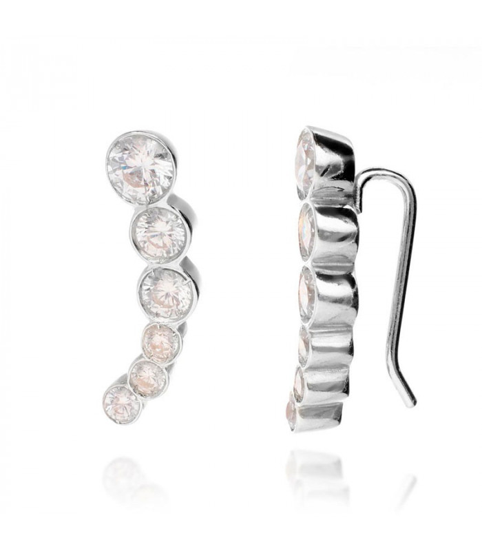 Shiny zirconia climbing earrings