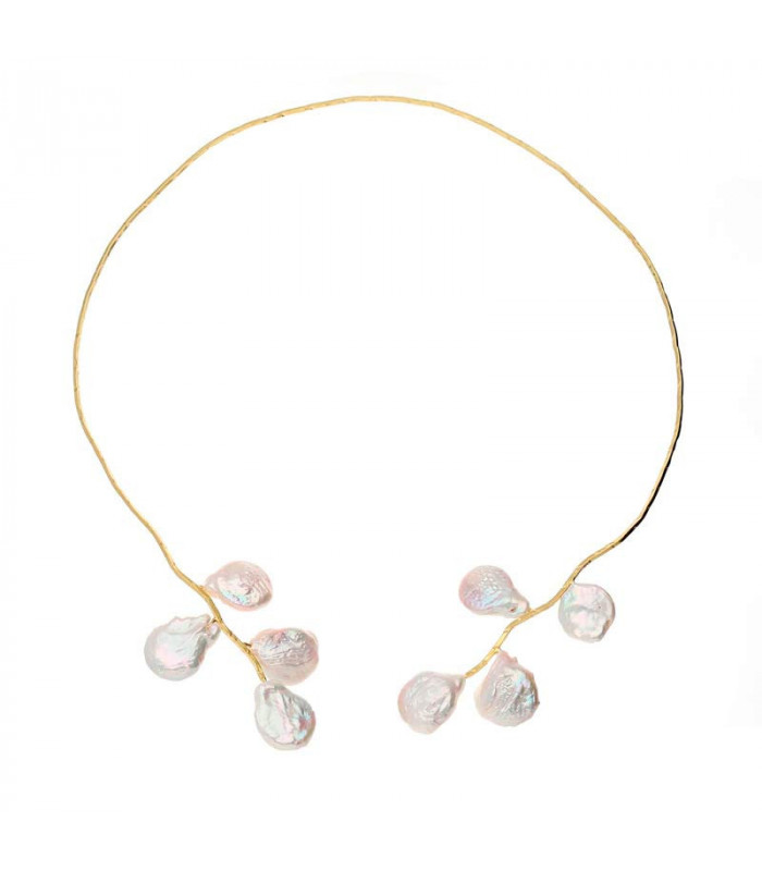 Golden baroque pearl chokers