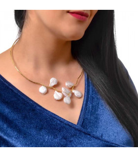 Baroque pearl necklace in gold plated silver