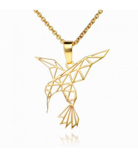 Gold hummingbird origami pendants