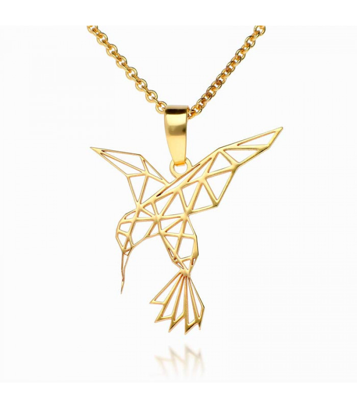 Gold hummingbird origami pendants