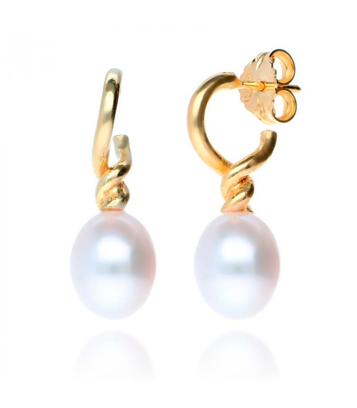 Golden pear pearl earrings