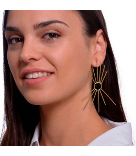 Long sun earrings in gold plated silver