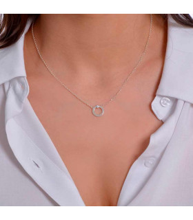 Circle necklace with zirconia in sterling silver