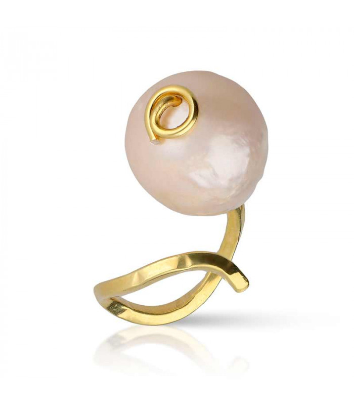 Golden Bali pearl ring