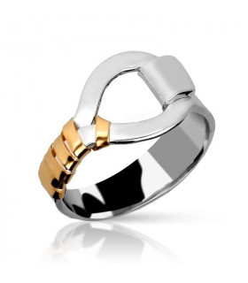 Silver bow ring with gold