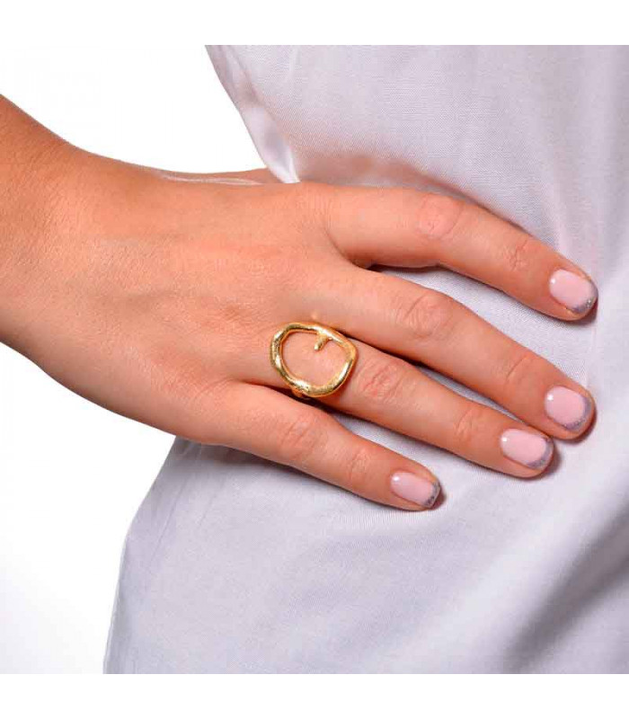 Anillo en oferta círculo de plata chapado en oro