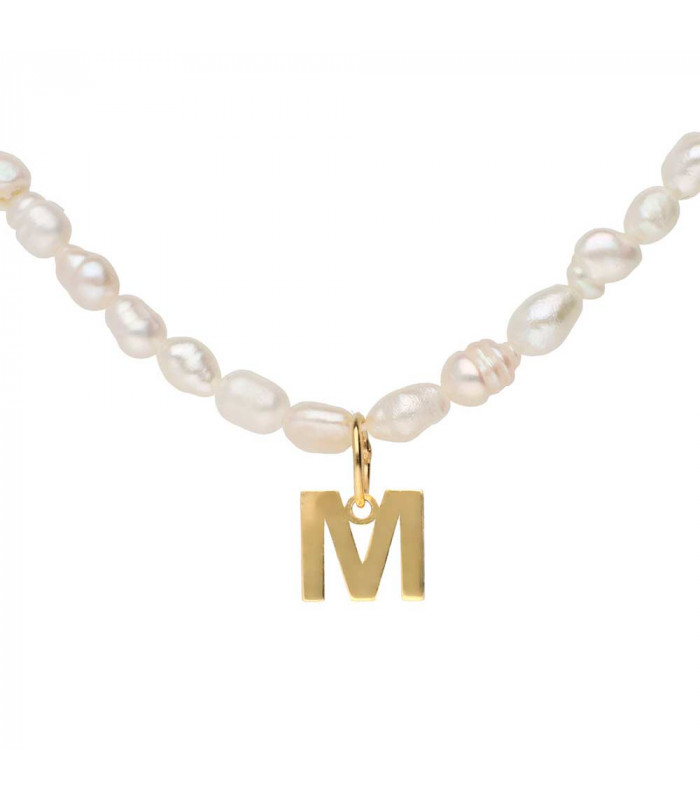 Initial M necklace in gold