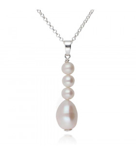 Pear pearl necklace with silver chain