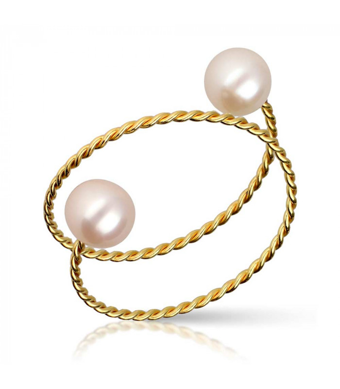 Spiral ring with pearls