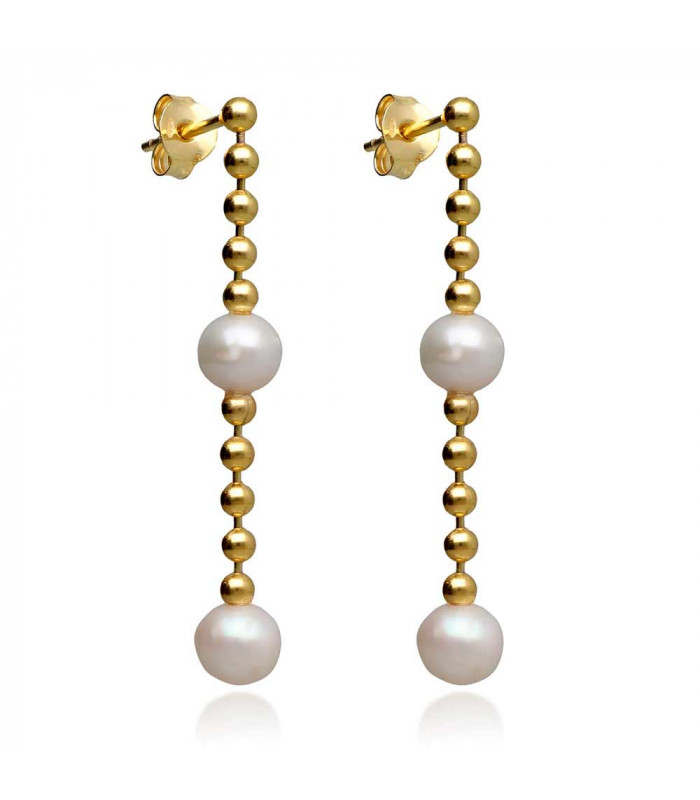 Long earrings with balls and pearls