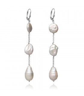 Long earrings for parties with pearls