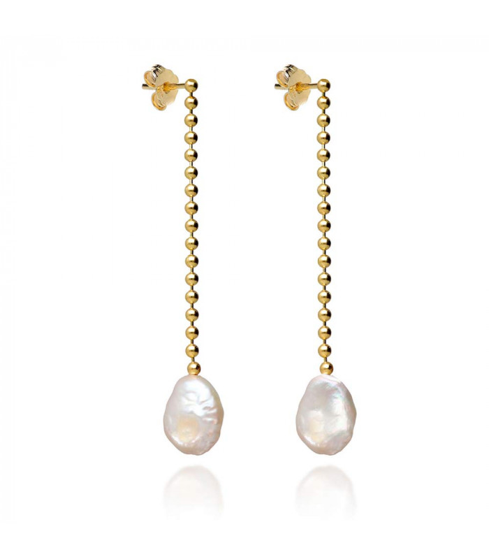 Long chain and pearl earrings